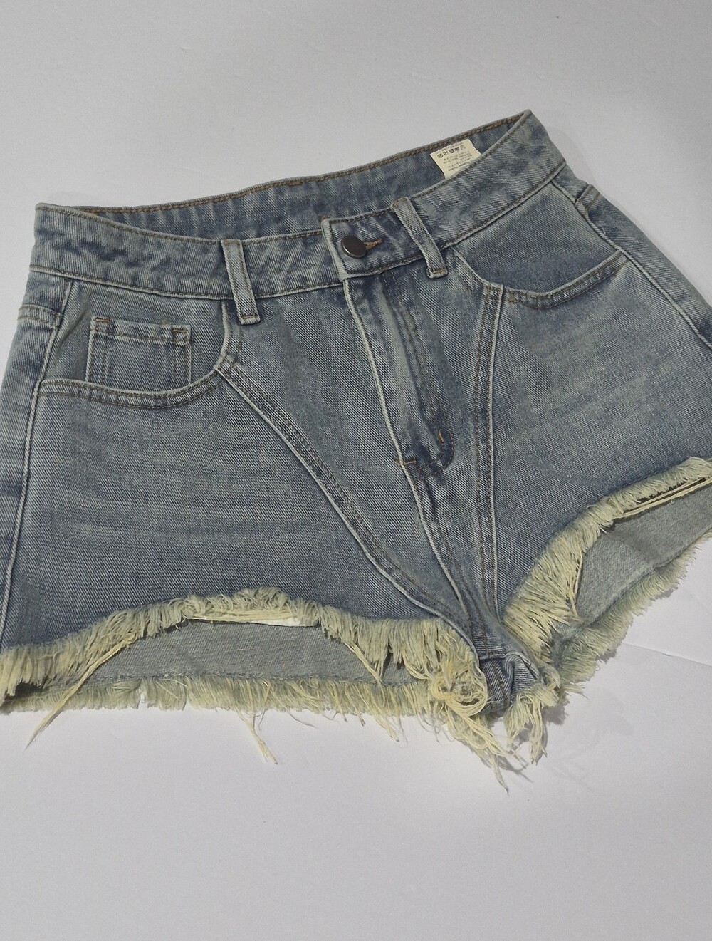 Women’s High-Waist Distressed Denim Shorts - Light Blue Size Medium